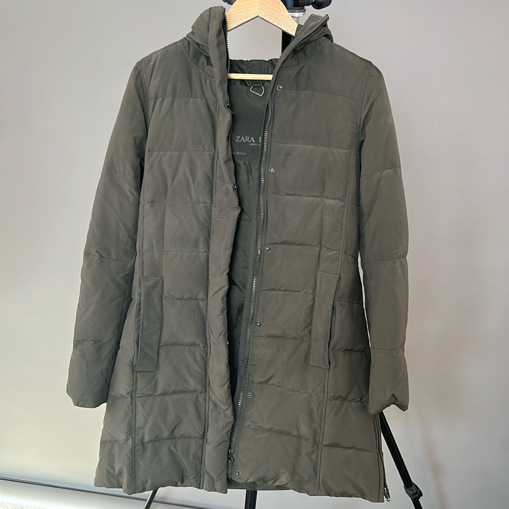 Zara Basic Feather Down Belted Winter Jacket Wome… - image 2